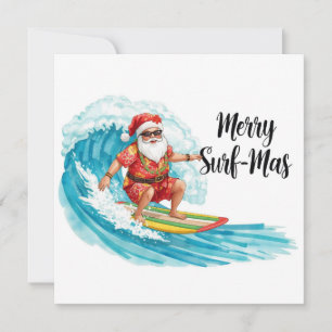 Surfen met Kerst in Hawaï Tropische Kerstman Vakan Feestdagenkaart