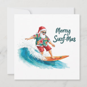 Surfen met Kerst in Hawaï Tropische Kerstman Vakan Feestdagenkaart