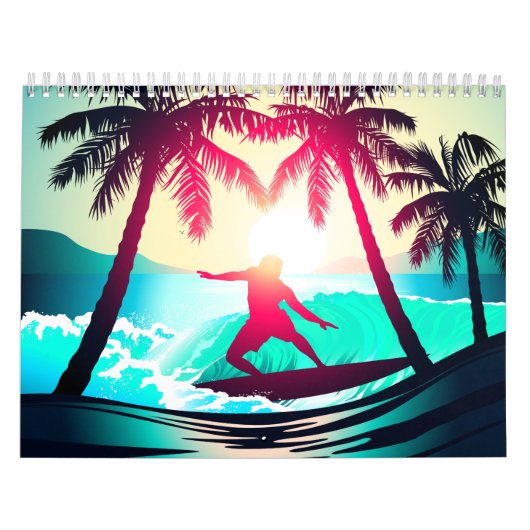 Surfen met palmbomen kalender (Hoes)