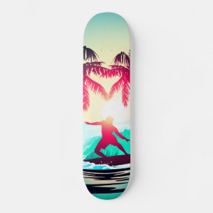 Surfen met palmbomen skateboard