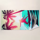 Surfen met palmbomen strandlaken (Voorkant)