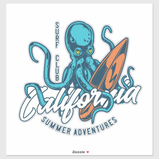 Surfen Octopus2 Sticker (Vel)