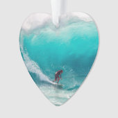 Surfen op Big Wave Ocean Beach Dated Photo Custom Ornament (voorkant)