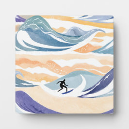 Surfen op de golf | Hedendaagse Waterverf Oceaan Fotoplaat