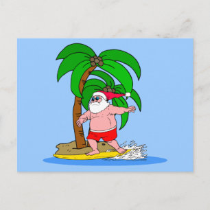 surfen op de kerstman feestdagenkaart