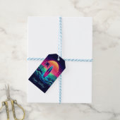 Surfen op de Neon Sunset- Cadeaulabel (Met Touw)