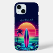 Surfen op de Neon Sunset Case-Mate iPhone Case (Achterkant)