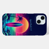 Surfen op de Neon Sunset Case-Mate iPhone Case (Achterkant (horizontaal))