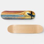 Surfen op de zonsondergang: A Dot Art Odyssey Skateboard (Horizontaal)