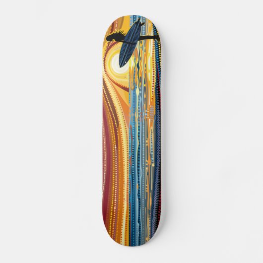 Surfen op de zonsondergang: A Dot Art Odyssey Skateboard (Voorkant)