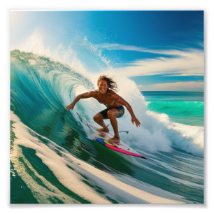 Surfen op een Amerikaans zee Foto Afdruk