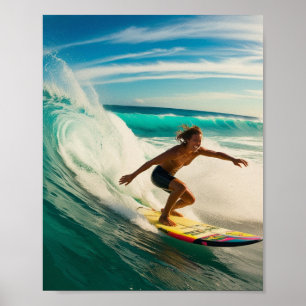 Surfen op een Amerikaans zee Poster