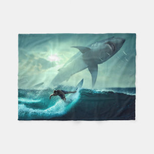 Surfen op haaien fleece deken
