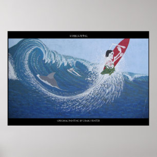 Surfen op haaien poster