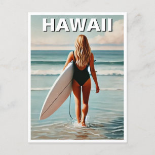 Surfen op Hawaii Surfer Girl Briefkaart