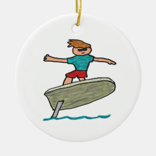 Surfen op olie keramisch ornament