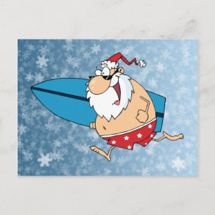 surfen op santa feestdagenkaart