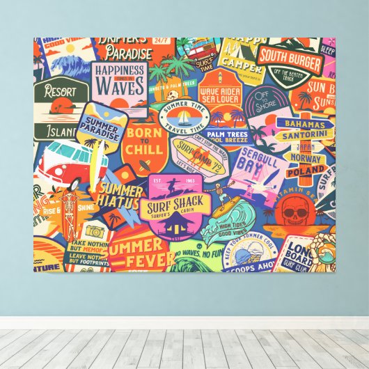 Surfen op Stickers Canvas Afdruk (Insitu (Houten vloer))