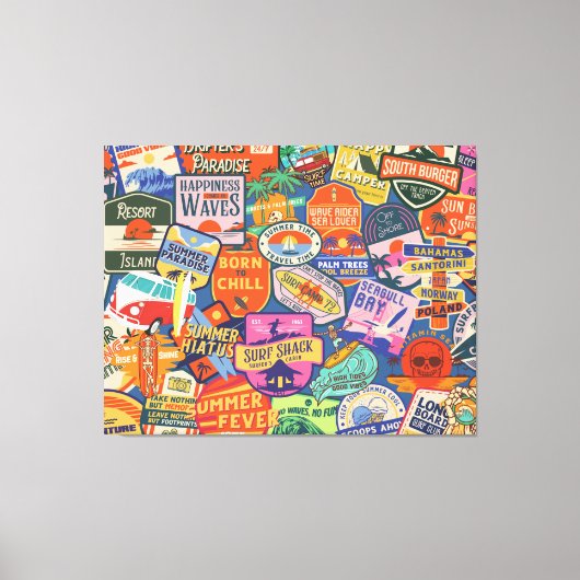 Surfen op Stickers Canvas Afdruk (Voorkant)