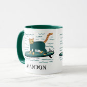 Surfen op tabby Cat KAN IT AANPASSEN Mok (Voorkant links)