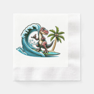 Surfen op tropische dinosaurus servet