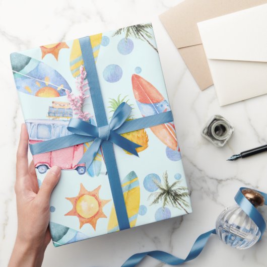 Surfen op verjaardagsfeestje cadeaupapier (Geschenken)