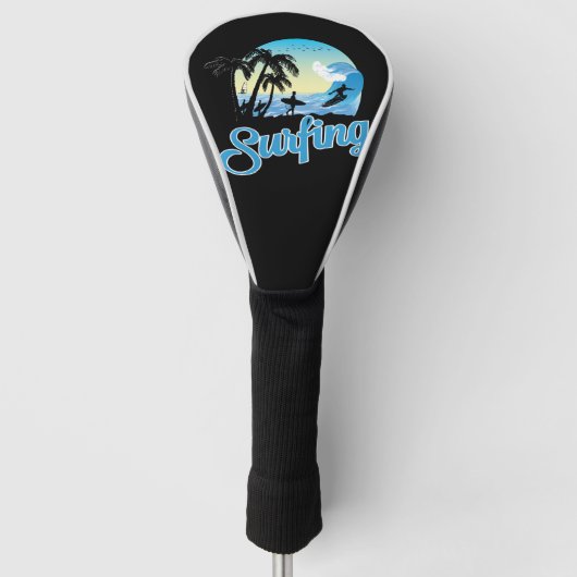 Surfen op Zee strand Golfheadcover (Voorkant)