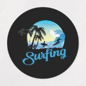 Surfen op Zee strand Labels (Design 1)