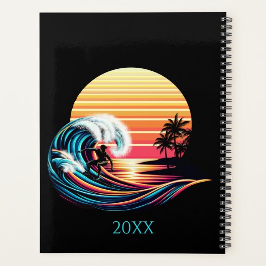 Surfen op zonsondergang planner (Achterkant)