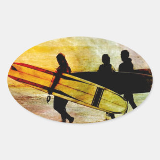 Surfen Ovale Sticker