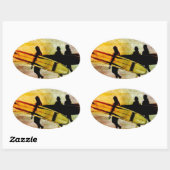 Surfen Ovale Sticker (Vel)