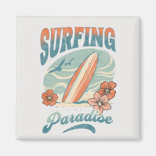 Surfen Paradise retro stijl ontwerp Magneet