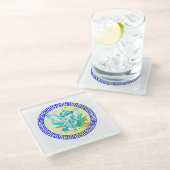 Surfen Poseidon Glazen Onderzetter (Schuin)