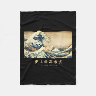 Surfen Samoyed Kanagawa Wave Japanse hond Grappig Fleece Deken