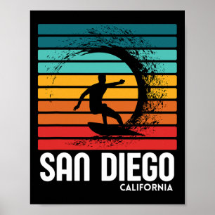 Surfen San Diego Californië Strand Vintage Retro S Poster