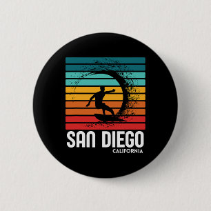 Surfen San Diego Californië Strand Vintage Retro S Ronde Button 5,7 Cm
