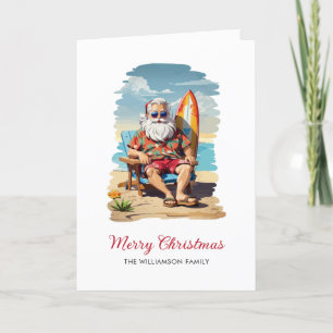 Surfen Santa Beach Kerstvakantie Kaart