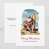 Surfen Santa Beach Kerstvakantie Kaart (Voorkant / Achterkant)