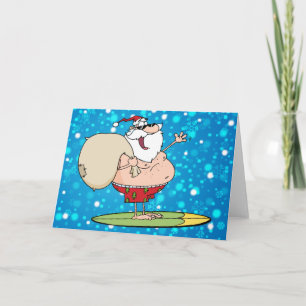 Surfen Santa met speelgoed Bag Feestdagen Kaart
