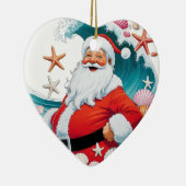 Surfen Santa Seashell Wave Kerst Ornament (Rechts)