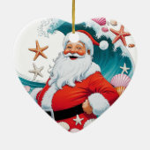 Surfen Santa Seashell Wave Kerst Ornament (Achterkant)