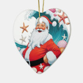 Surfen Santa Seashell Wave Kerst Ornament (Links)