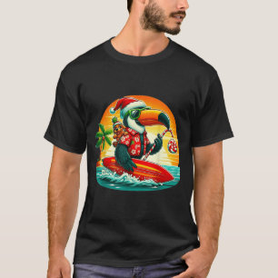 Surfen Santa Toucan en grappige hond Trocal Kerstm T-shirt