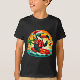 Surfen Santa Toucan en grappige hond Trocal Kerstm T-shirt