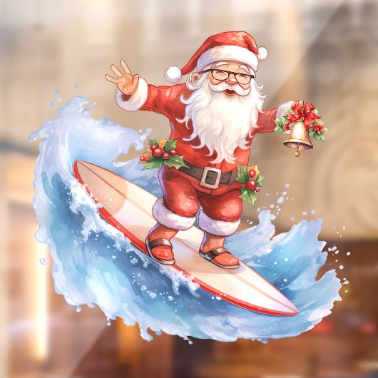 Surfen Santa Window Cling Raamsticker (Vel 2)