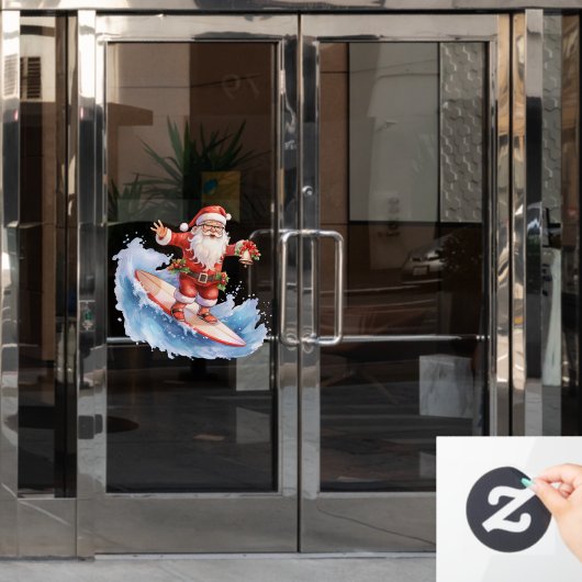 Surfen Santa Window Cling Raamsticker (Kantoordeur)