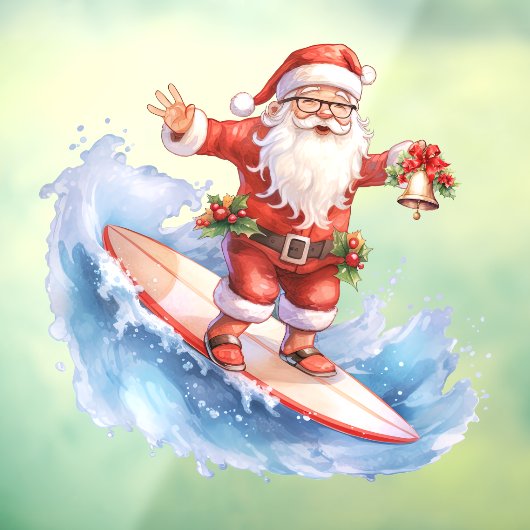Surfen Santa Window Cling Raamsticker (Vel 3)