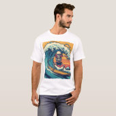 Surfen Skeleton: Wave Rider Vibes T-shirt (Voorkant volledig)