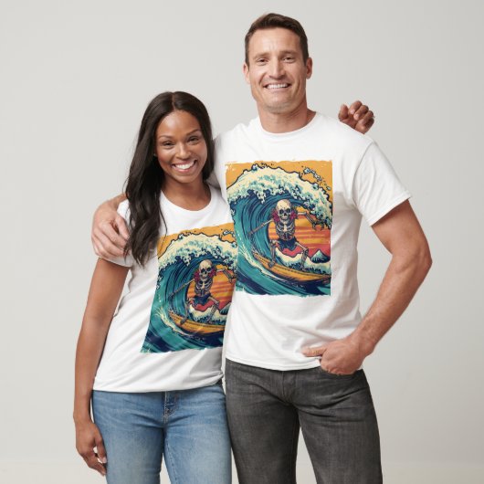 Surfen Skeleton: Wave Rider Vibes T-shirt (Unisex)