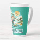 Surfen Skeleton Zomer Tussen Strand Vibes Latte Mok (Rechterhoek)